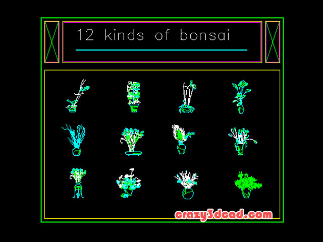 12 kinds of bonsai Autocad Blocks